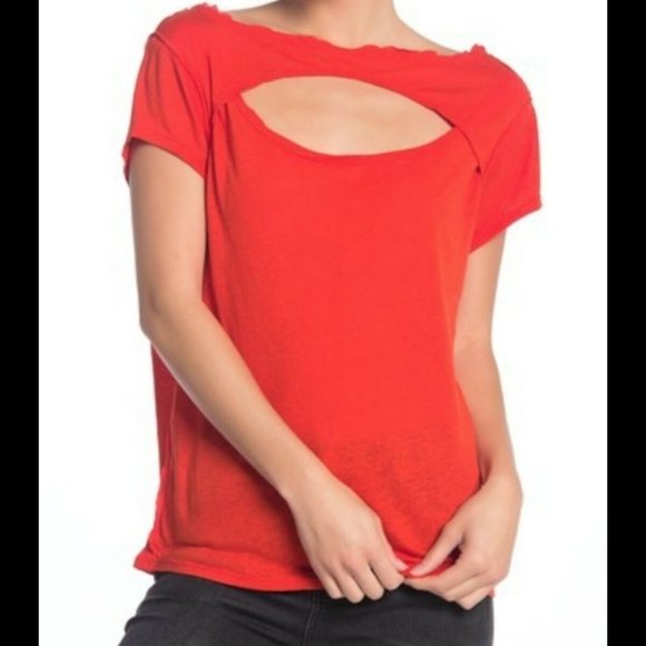 Free People L cut-out linen t-shirt - Picture 2 of 8